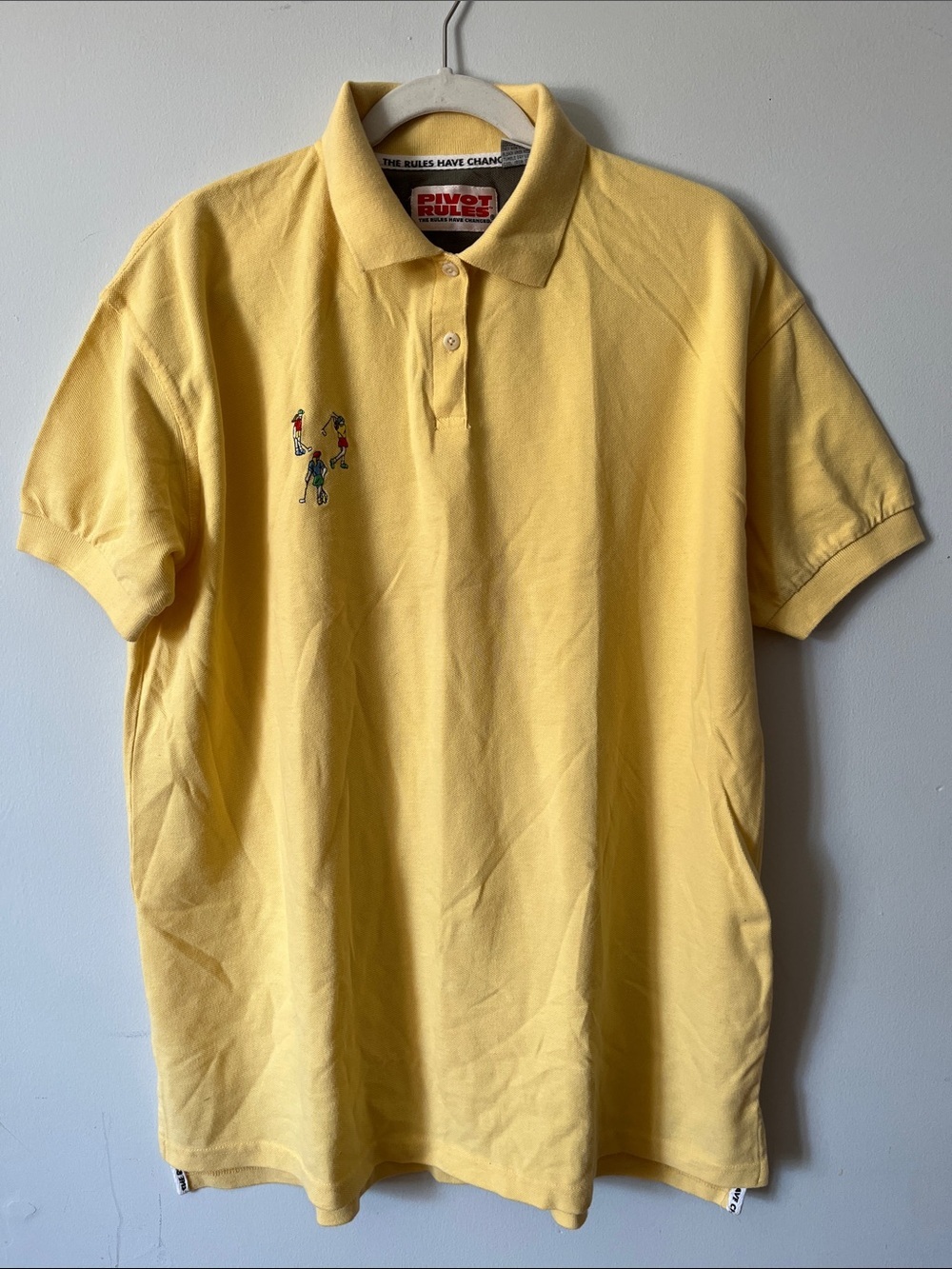 Vintage 90s Casual Golf Athletic Yellow Polo Shirt with Embroidery Women’s XL